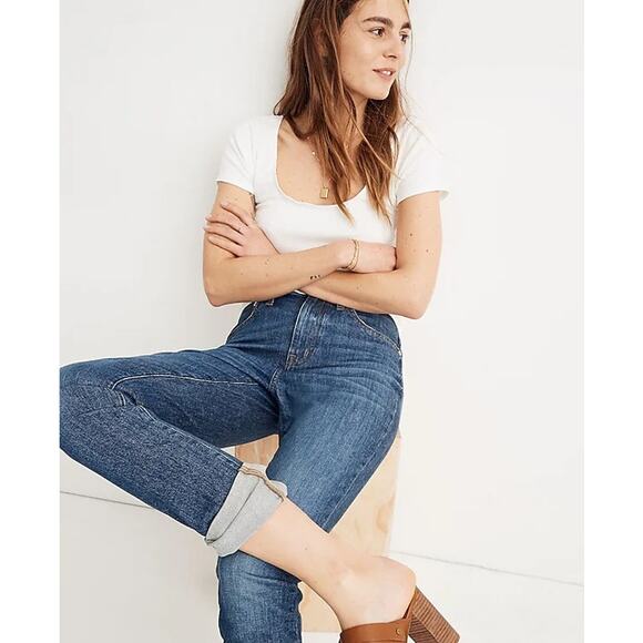 Madewell The High Rise Slim Boyjean Rossie Wash Size 23 Blue Denim Relaxed Fit - Picture 1 of 15